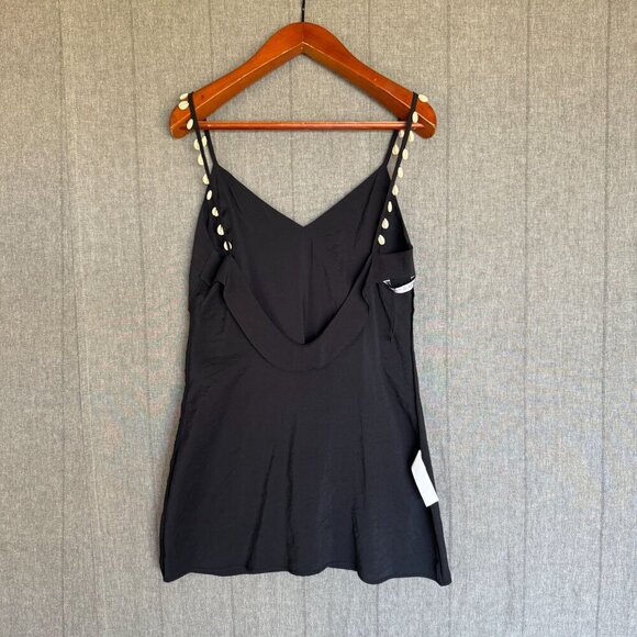 Zara Blogger Black Cowrie Shell Spaghetti Strap Low Back Mini Dress Size L - Picture 8 of 11